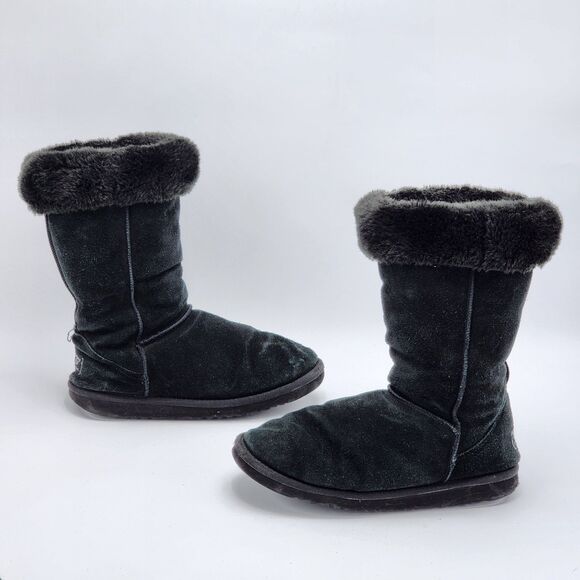 UGG Australia Classic Tall 5815 Sheepskin Suede Black Boots Size 7 - Picture 4 of 12